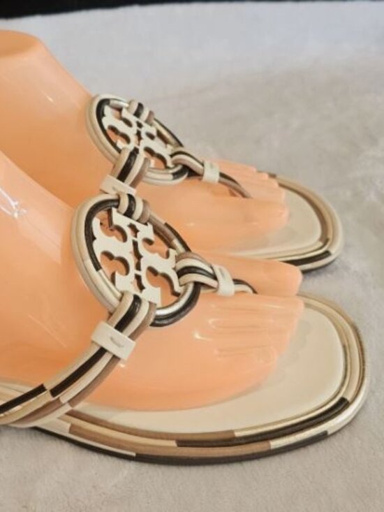 Tory Burch Shoes - Tory Burch Miller Cream Thong Sandals w/ brown-cream trim sz 9-NEW